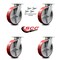 Service Caster 8 Inch Kingpinless Red Poly on Steel Wheel Swivel Caster Set with Swivel Lock SCC-KP30S820-PUR-RS-BSL-4 - alternate 2